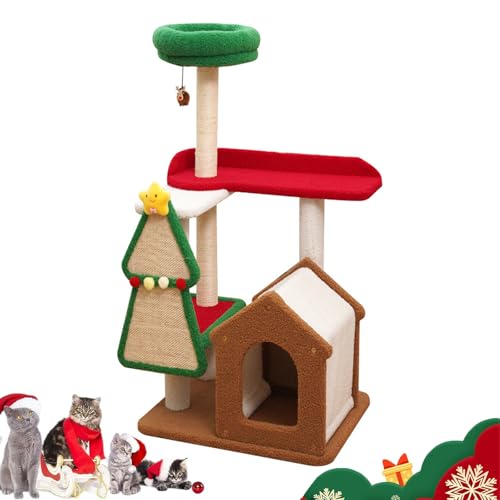 Christmas Wonderland Cat Tree, Christmas Cat Climbing Frame, Climbing Frame with Jumping Platform, Christmas Decoration Cat Apartment, 54 Inch Plush Cats Tower for Indoor Pets (Color2) von Generisch