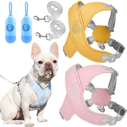 Cozy Harness für Hunde, waschbar Get Hundegeschirr, 100% atmungsaktiv & bequem | Anti-Breakaway | reflektierend in der Nacht, geeignet für kleine, mittlere und große Hunde(gelb + rosa) von Generisch