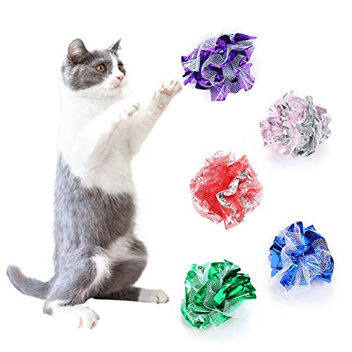 Crinkle-Ball für kleine Katzen, interaktives Knisterball für kleine Katzen, Gaze, Glitzer, Kätzchenball mit lustigen knisternden Geräuschen (zufällige Farbe) von Generisch