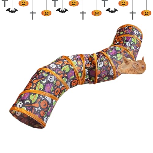 Crinkle Tunnel Tube - Cat Tunnels for Indoor Cats | Halloween Foldable Rabbit Kitten Tube | Halloween Foldable Cave Toy with Storage Bag for Kittens, Puppies, Rabbits, Small Dogs, Kitten, Rabbit von Generisch