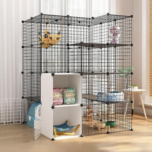 DIY Indoor Katzenlaufstall und Freigehege - Abnehmbarer großer Käfig für Katzen und Kleintiere, perfekt für sicheres Spielen und Ausruhen von Generisch