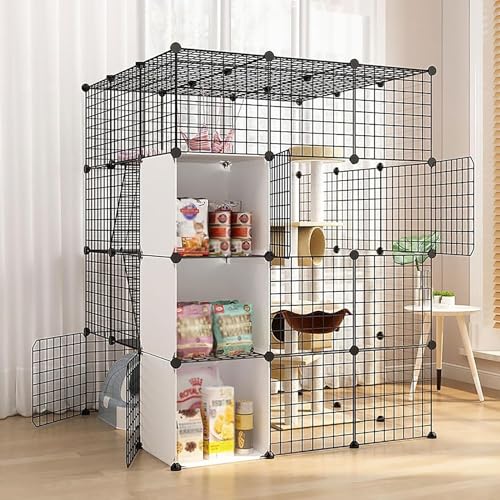 DIY Indoor Katzenlaufstall und Freigehege - Abnehmbarer großer Käfig für Katzen und Kleintiere, perfekt für sicheres Spielen und Ausruhen von Generisch
