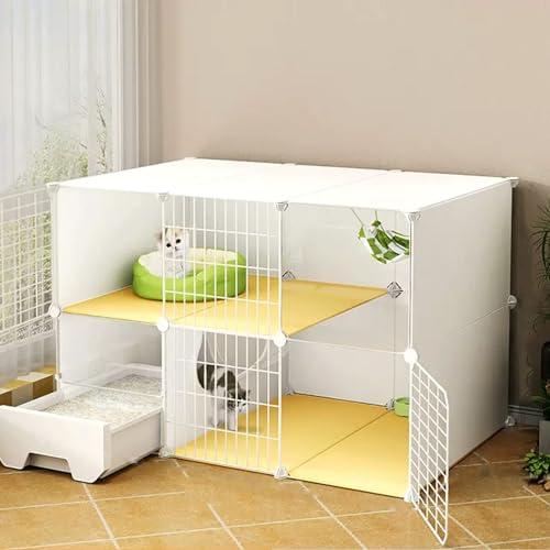 DIY Katzengehege mit Katzentoilette, Laufstall aus transparentem Panel, abnehmbare Leiter für Kätzchen und kleine Haustiere von Generisch