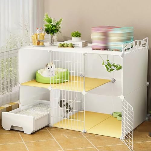 DIY Katzenkäfig, Katzengehege mit transparenter Scheibe, Katzenlaufstall mit Leiter, Abnehmbare Metalldrahtkäfige für Kätzchen und Kleintiere, Katzenklo Enthalten DIY Katzenkäfig, Katzengehege mit transparenter Scheibe, Katzenlaufstall mit Leiter, Abnehmbare Metalldrahtkäfige für Kätzchen und Kleintiere, Katzenklo Enthalten von Generisch