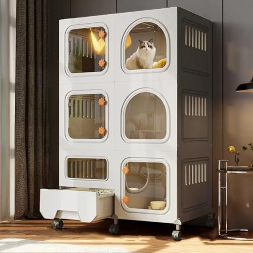 DIY Katzenkäfig mit Rädern, großes 2/3-stöckiges Katzengehege mit Katzentoilette, zusammenklappbarer Laufstall aus Metalldraht, abnehmbare Katzenhütten für Indoor-Übung und Spielen DIY Katzenkäfig mit Rädern, großes 2/3-stöckiges Katzengehege mit Katzentoilette, zusammenklappbarer Laufstall aus Metalldraht, abnehmbare Katzenhütten für Indoor-Übung und Spielen von Generisch