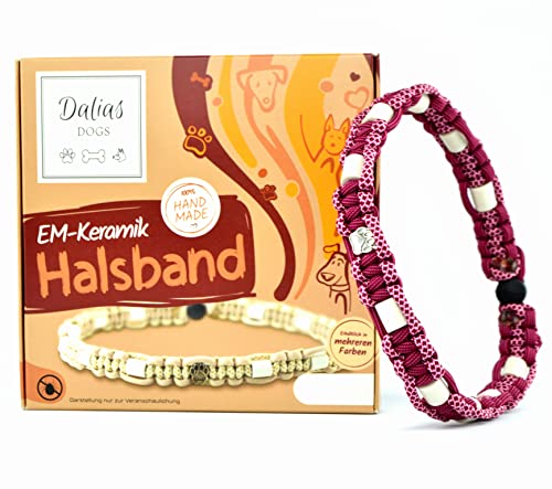 EM-Keramik-Halsband für Hunde & Katzen - Maßanfertigung EM-Band Original US-Paracord (31-40 cm, Himbeer) von Dalias Dogs