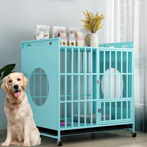 Dekorative Hundebox & Ablagetisch - Stilvoller Holz Haustierhaus Beistelltisch für Hunde - Moderner Möbelstil Haustierkiste mit Tablett von Generisch
