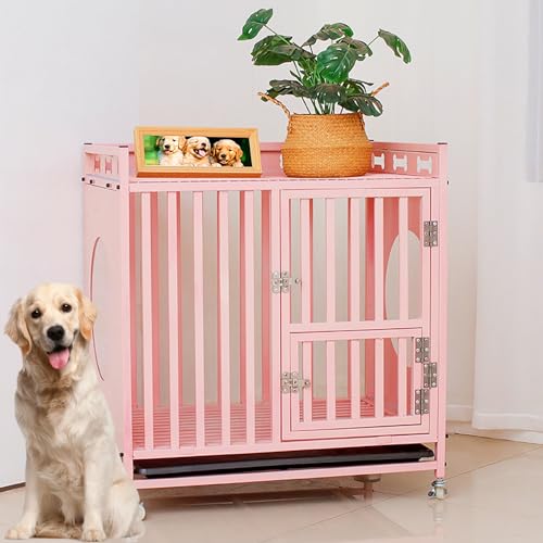 Dekorative Hundebox & Ablagetisch - Stilvoller Holz Haustierhaus Beistelltisch für Hunde - Moderner Möbelstil Haustierkiste mit Tablett von Generisch