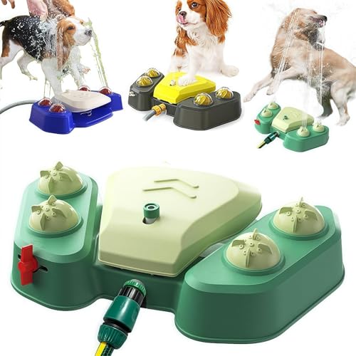 Dog Sprinkler Paw Activated, Paw-Activated Large Dog Water Fountain with Adjustable Spray Pet Water Toy, Doց Sprinkler for Outdoor, Outside Doց Sprinkle𝗋 Toy for Play and Drinking (Green) von Generisch