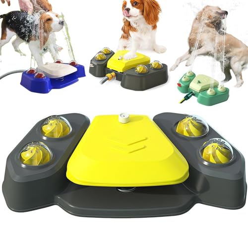 Dog Sprinkler Paw Activated, Paw-Activated Large Dog Water Fountain with Adjustable Spray Pet Water Toy, Doց Sprinkler for Outdoor, Outside Doց Sprinkle𝗋 Toy for Play and Drinking (Yellow) von Generisch