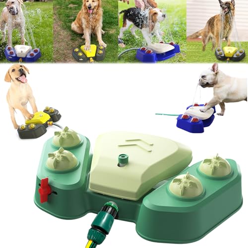 Dog Sprinkler for Outdoor, Paw-Activated Large Dog Water Fountain with Adjustable Spray Pet Water Toys, Garden Pet Bath Toy, Outdoor Dogs Shower in Garden Yard (Green) von Generisch