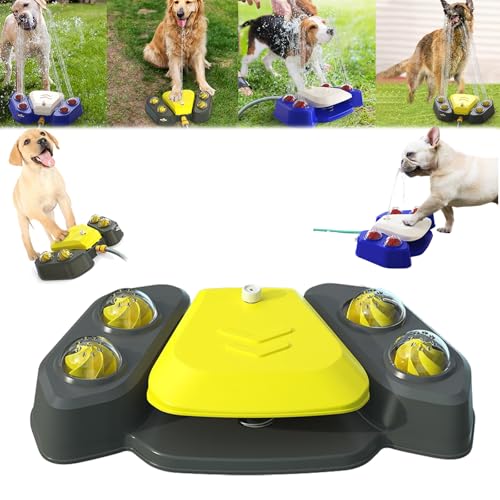 Dog Sprinkler for Outdoor, Paw-Activated Large Dog Water Fountain with Adjustable Spray Pet Water Toys, Garden Pet Bath Toy, Outdoor Dogs Shower in Garden Yard (Yellow) von Generisch