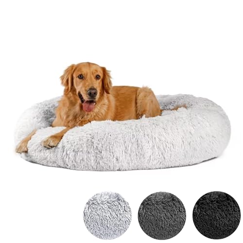 DreamyPets Hundebett Donut - Das Original - waschbar [M, 80cm, Schwarz] Hundekissen, Hundekorb, Flauschiges Hundebett für große, mittelgroße & kleine Hunde (Schwarz, M) von Generisch