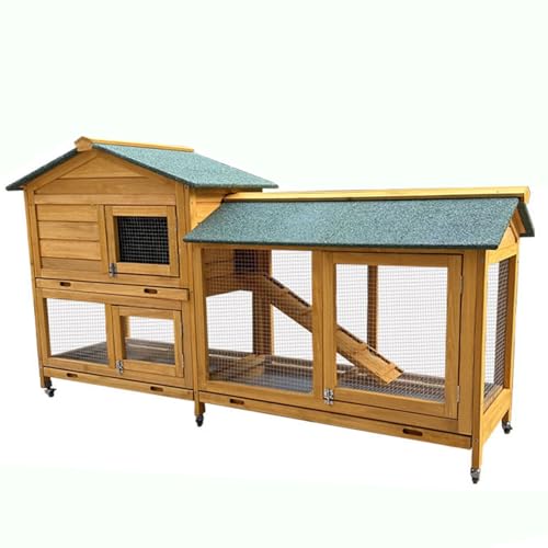 Duck House Hühnerstall mit Treppe und Rädern, Asphaltdach, ausziehbare Schale, überdachte Hühnergehege, mehrere Türgestaltung für Hof von Generisch