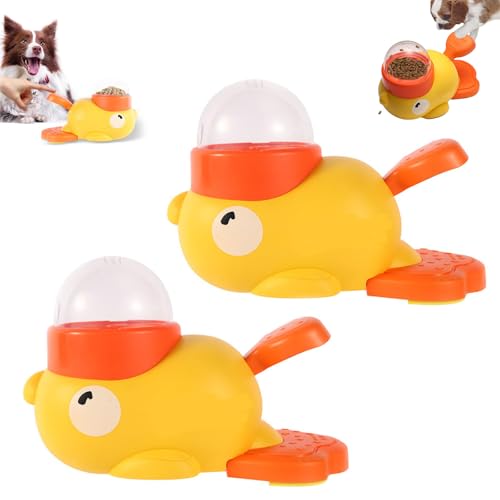 Duck Treat Dispenser for Dogs and Cats with Button, Duck Dog Treat Dispenser, 2-in-1 Interactive Dog Puzzle Toy & Slow Feeder, Anti-Gulping Duck-Shaped Design, No Battery Required (2pcs) von Generisch