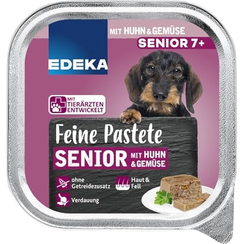 EDEKA Feine Pastete Senior mit Huhn & Gemüse Hundefutter nass 150G (11x 100g) von Generisch