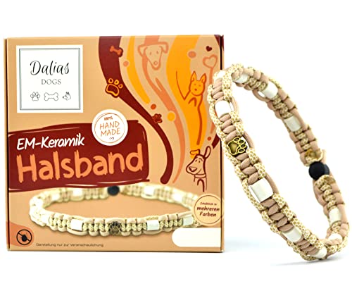 EM-Keramik-Halsband für Hunde & Katzen - Maßanfertigung EM-Band Original US-Paracord (21-30 cm, Beige) von Dalias Dogs