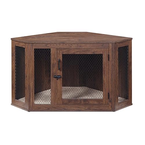 Eck-Hundebox Deko Haustierhaus Beistelltisch Indoor für mittelgroße/große kleine Hunde Rustikal Braun Eck-Hundebox Deko Haustierhaus Beistelltisch Indoor für mittelgroße/große kleine Hunde Rustikal Braun von Generisch