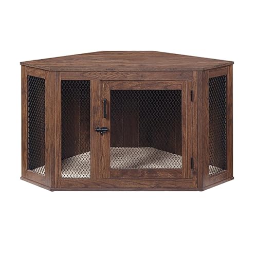 Eck-Hundekäfig, robuste kaufeste Hundehütte, rustikale Designmöbel für kleine bis große Hunde, platzsparende Lösung für begrenzte Bereiche von Generisch