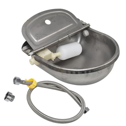 Edelstahl 304 mit Ablaufloch Automatische schwimmende Trinktränke für die Landwirtschaft Wasserschale für Pferde und Kühe(Pure Gray) von Generisch