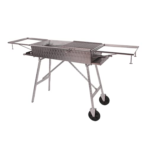 Edelstahl Schaschlikgrill 100x40cm V2A Mangal Klappbar Handarbeit Adana Grill Holzkohlegrill Schaschlik Paslanmaz Çelik Mangal-Küçük Kömür Izgarası Türk mangalı (Mit 2x Ablagen, 2x Grillrost) von Generisch