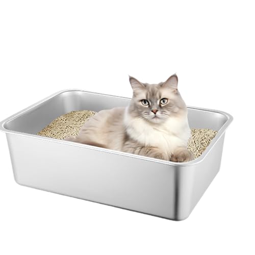 Edelstahlkatze Katze - extra großes Müllschalel mit Splash Guard | Nicht-Stick, leicht zu blockierter Haustierversorgung für Katzen, langlebige Metallpfanne für die Wartung von Müll und Geruchsreduzie Edelstahlkatze Katze - extra großes Müllschalel mit Splash Guard | Nicht-Stick, leicht zu blockierter Haustierversorgung für Katzen, langlebige Metallpfanne für die Wartung von Müll und Geruchsreduzie von Generisch