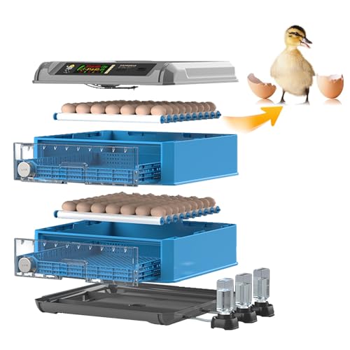 Eierbrüter mit automatischem Eierdrehen und Feuchtigkeitskontrolle, 48/56/64/98/128 Eierbrutschrank, automatische Wasserzufuhr für Hühner, Ente, Gans, Tauben, Wachteln (176) von Generisch
