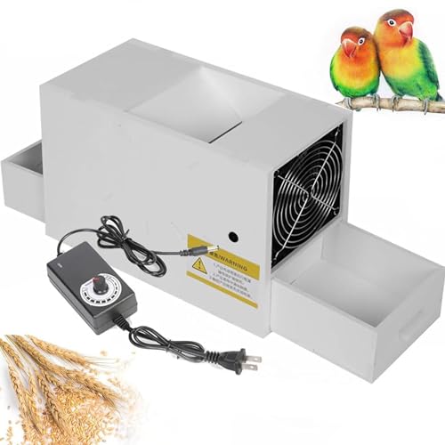Elektrische Papageienfutter Getreideblasmaschine mit doppelter Schublade und einstellbarer Geschwindigkeit - Vogelfutter Geblasene Schale Splitter für Hirse, Getreide, Melonensamen - von Generisch