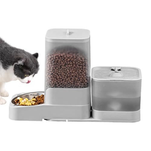 Elektronischer Katzenfutterautomat, Katzenfutterautomat Mit Wasserspender, Trinknapf Aus Edelstahl Und Vorratsbehälter Für Kleine Mittelgroße Und Große Tiere von Generisch