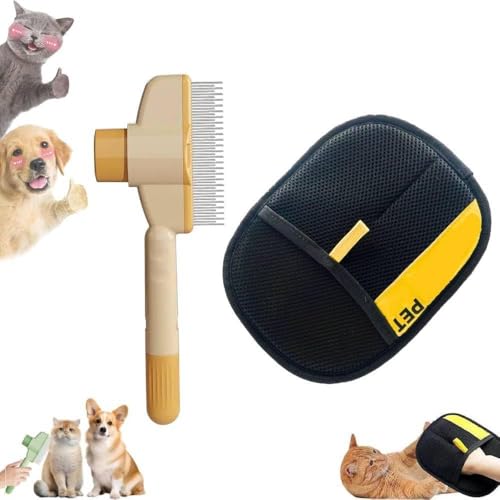 Elektrostatischer Tierhaarentferner-Handschuh und Tierhaarentfernungskamm, wiederverwendbarer Fellpflege-Handschuh für Katzen und Hunde, selbstreinigender Flohkamm für Katzen und Hunde (Handschuh + Elektrostatischer Tierhaarentferner-Handschuh und Tierhaarentfernungskamm, wiederverwendbarer Fellpflege-Handschuh für Katzen und Hunde, selbstreinigender Flohkamm für Katzen und Hunde (Handschuh + von Generisch