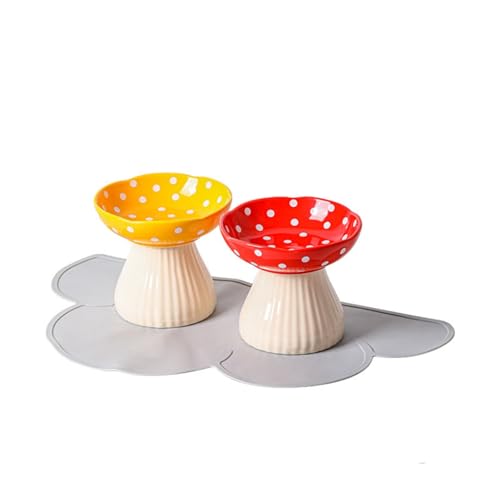 Elevated Cat Bowls Ceramic with Non-Slip Silicone Pads, Anti Vomiting Design, Pack of 2 Elevated Cat Bowls Ceramic with Non-Slip Silicone Pads, Anti Vomiting Design, Pack of 2 von Generisch