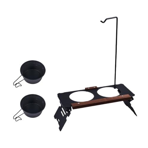Elevated Dog Bowls - Raised Dog Bowl Stand for Medium & Large Dogs | Pet Dishes for Camping Car Show Travel Outdoor Indoor Use Mountaineering | Portable Metal Dog Bowl Stand with Lamp Rack von Generisch