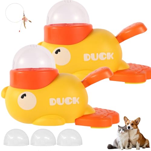 Enten-Leckerli-Spender, 2-in-1 interaktives Puzzle-Spielzeug, für Katzen und Hunde, Interaktions-Leckerli-Futterspender für lustige Mahlzeiten (2 Stück) von Generisch