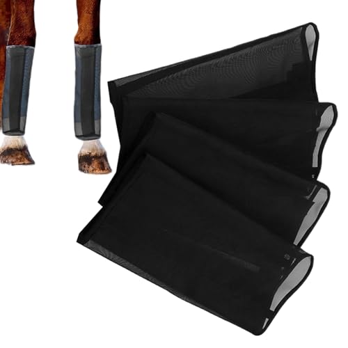 Equine Fly Leggings - Set von 4 atmungsaktiven Mesh -Pferdestiefeln | Beinwächter im Freien für Bauernhöfe, Ranch, Graslandnutzung, stabiles Zubehör, tragbare Tierpflegeausrüstung, komfortabler Reitsc von Generisch