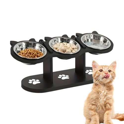 Erhöhter Hundenapf-Ständer - Erhöhter Futternapf Für Hunde | rutschfeste Schräge Wasserschüssel Mit 3 Edelstahlschalen, Höhenverstellbarer Futternapf Für Katzen Und Welpen Erhöhter Hundenapf-Ständer - Erhöhter Futternapf Für Hunde | rutschfeste Schräge Wasserschüssel Mit 3 Edelstahlschalen, Höhenverstellbarer Futternapf Für Katzen Und Welpen von Generisch
