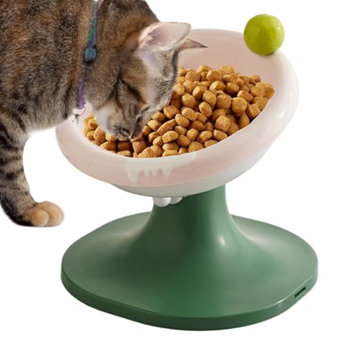 Erhöhter Katzennapf | Erhöhter Katzennapf für den Innenbereich, Schnurrhaarfreundlich, ergonomischer Futterspender mit verstellbarer Höhe, niedlicher Futternapf für kleine Rassen im Innenbereich von Generisch