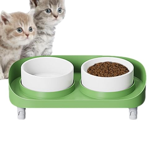 Erhöhter Katzennapf - Verstellbarer Doppel-Katzennapf - Wasserfütterungszubehör, hohe Welpenschalen für Trocken- und Nassfutter von Generisch