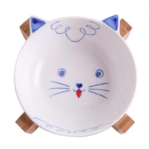 Erhöhter niedlicher Cartoon-Keramik-Wassernapf für Hunde, Kätzchen, Futternapf mit abnehmbarem, rutschfestem Katzennapf von Generisch