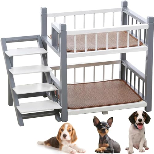 Erhöhtes Hundebett – Haustiersofa aus Holz mit abnehmbarer Doppelschicht und Treppe für kleine bis große Hunde – bequemes Hunde-Etagenbett und Kinderbetten Erhöhtes Hundebett – Haustiersofa aus Holz mit abnehmbarer Doppelschicht und Treppe für kleine bis große Hunde – bequemes Hunde-Etagenbett und Kinderbetten von Generisch
