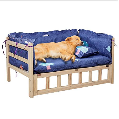 Erhöhtes Hundebett aus Holz mit waschbarer Matratze/Kissen, für drinnen und draußen, erhöhtes Haustierbett für kleine, mittelgroße und große ältere Hunde, einfach zu montieren, Größe XL, 112 x 64 x 38 Erhöhtes Hundebett aus Holz mit waschbarer Matratze/Kissen, für drinnen und draußen, erhöhtes Haustierbett für kleine, mittelgroße und große ältere Hunde, einfach zu montieren, Größe XL, 112 x 64 x 38 von Generisch
