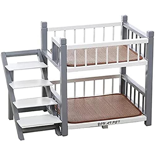 Etagenbett für kleine Hunde mit Treppe, doppellagiger Holzrahmen, erhöhte Sitzstange, für Hunde und Katzen, perfekt für kleine/mittelgroße Hunde Etagenbett für kleine Hunde mit Treppe, doppellagiger Holzrahmen, erhöhte Sitzstange, für Hunde und Katzen, perfekt für kleine/mittelgroße Hunde von Generisch