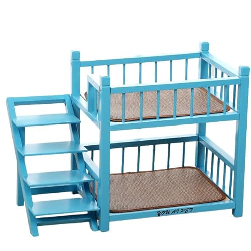 Etagenbett für kleine und mittelgroße Hunde mit Treppe, 2 Etagen, doppelter Holzrahmen, erhöhte Sitzstange – ideal für Haustierkomfort und Sicherheit. Etagenbett für kleine und mittelgroße Hunde mit Treppe, 2 Etagen, doppelter Holzrahmen, erhöhte Sitzstange – ideal für Haustierkomfort und Sicherheit. von Generisch