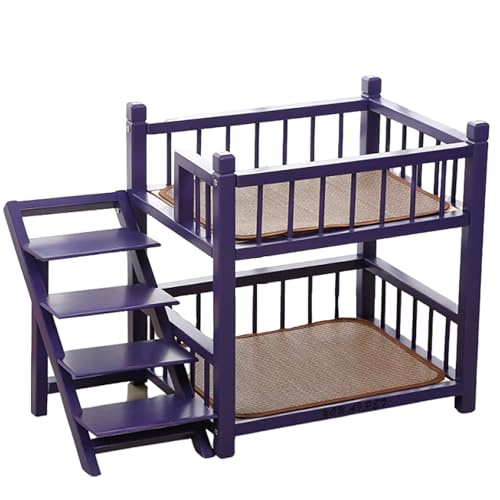 Etagenbett für kleine und mittelgroße Hunde mit Treppe, 2 Etagen, doppelter Holzrahmen, erhöhte Sitzstange – ideal für Haustierkomfort und Sicherheit. Etagenbett für kleine und mittelgroße Hunde mit Treppe, 2 Etagen, doppelter Holzrahmen, erhöhte Sitzstange – ideal für Haustierkomfort und Sicherheit. von Generisch