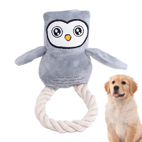 Eule quietschendes Hundespielzeug, Eulen-Hundekauspielzeug,Interaktives Spielzeug aus weichem Plüsch mit quietschendem Haustier | Robustes Seilplüschspielzeug, gehirnstimulierendes Spielzeug zum Kauen von Generisch