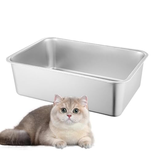 Extra große Katzentoilette, Katzentoiletten - Katzentoilette aus Metall,Antihaftbeschichtete Katzenkotbox, spritzwassergeschützt, große Katzentoilette aus Edelstahl, leicht zu reinigende Katzenboxen Extra große Katzentoilette, Katzentoiletten - Katzentoilette aus Metall,Antihaftbeschichtete Katzenkotbox, spritzwassergeschützt, große Katzentoilette aus Edelstahl, leicht zu reinigende Katzenboxen von Generisch