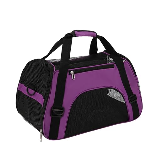 Faltbare Tragetasche, tragbare und faltbare Haustier-Reisetasche mit weichem Innenfutter, geeignet für Katzen, Hunde und Puppen, bequeme und tragbare faltbare Tasche, Lila, Größe M von Generisch