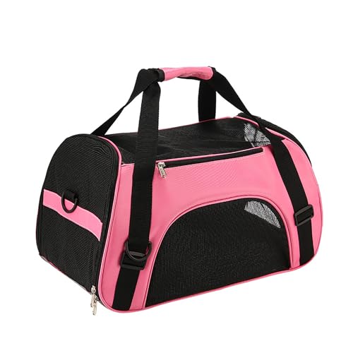Faltbare Tragetasche, tragbare und faltbare Haustier-Reisetasche mit weichem Innenfutter, geeignet für Katzen, Hunde und Puppen, bequeme und tragbare faltbare Tasche, Rosa, L von Generisch