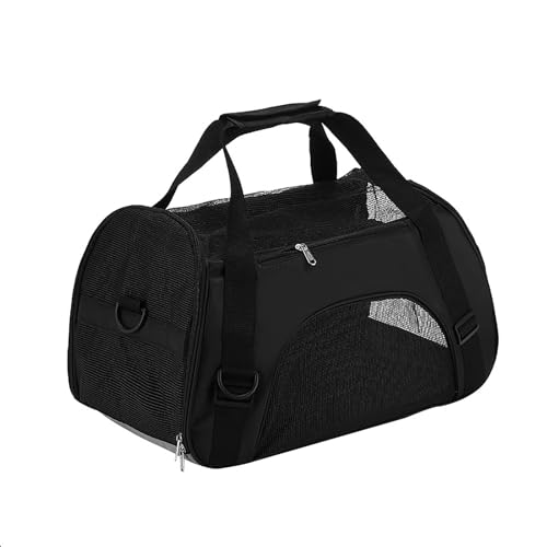 Faltbare Tragetasche, tragbare und faltbare Haustier-Reisetasche mit weichem Innenfutter, geeignet für Katzen, Hunde und Puppen, bequeme und tragbare faltbare Tasche, Schwarz, L von Generisch