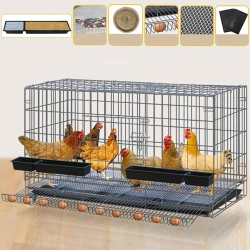 Faltbarer Geflügelkäfig mit Müllschale und Eierfänger, Indoor Outdoor Hühnerstall für Kleintiere, Sicheres Türschloss Laufstall von Generisch