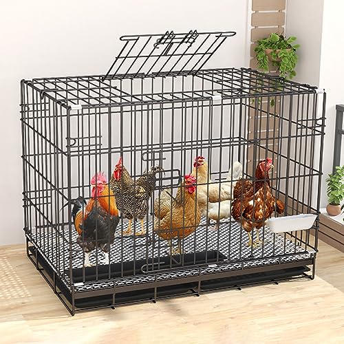 Faltbarer Hühnerstall aus Metall mit Rädern, tragbarer Geflügelkäfig für Kaninchen, Enten und Kleintiere, einfach zu bewegen im Freien Faltbarer Hühnerstall aus Metall mit Rädern, tragbarer Geflügelkäfig für Kaninchen, Enten und Kleintiere, einfach zu bewegen im Freien von Generisch